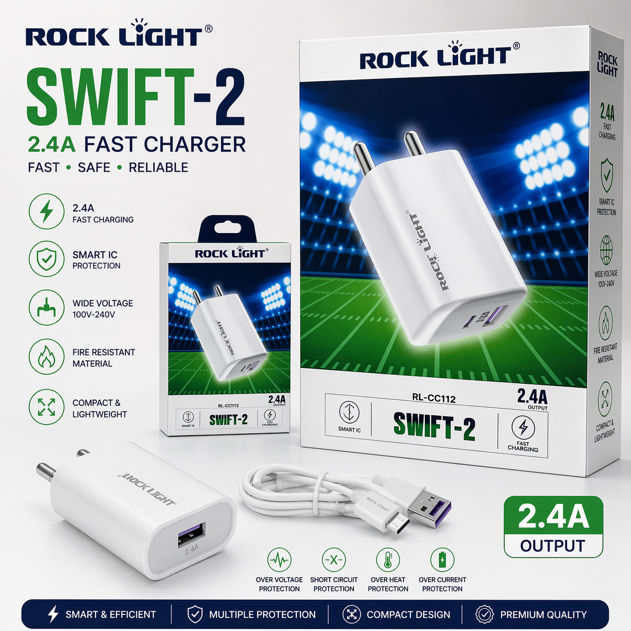 Rocklight RL-CC112 Swift-2 2.4A Fast Charger